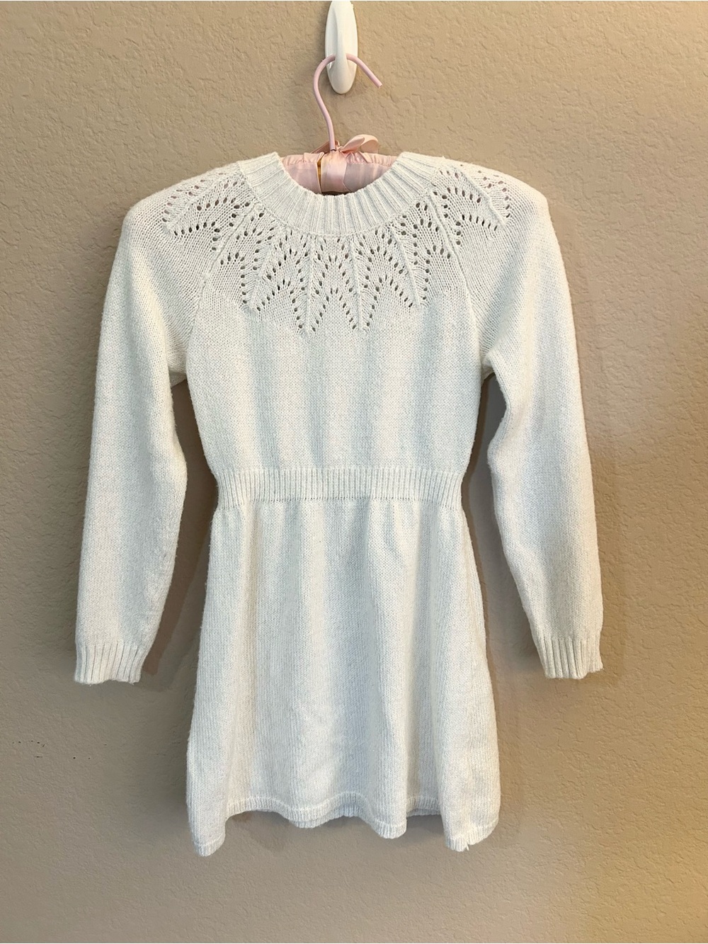 Cat & Jack White Knit Long Sleeve Sweater Dress